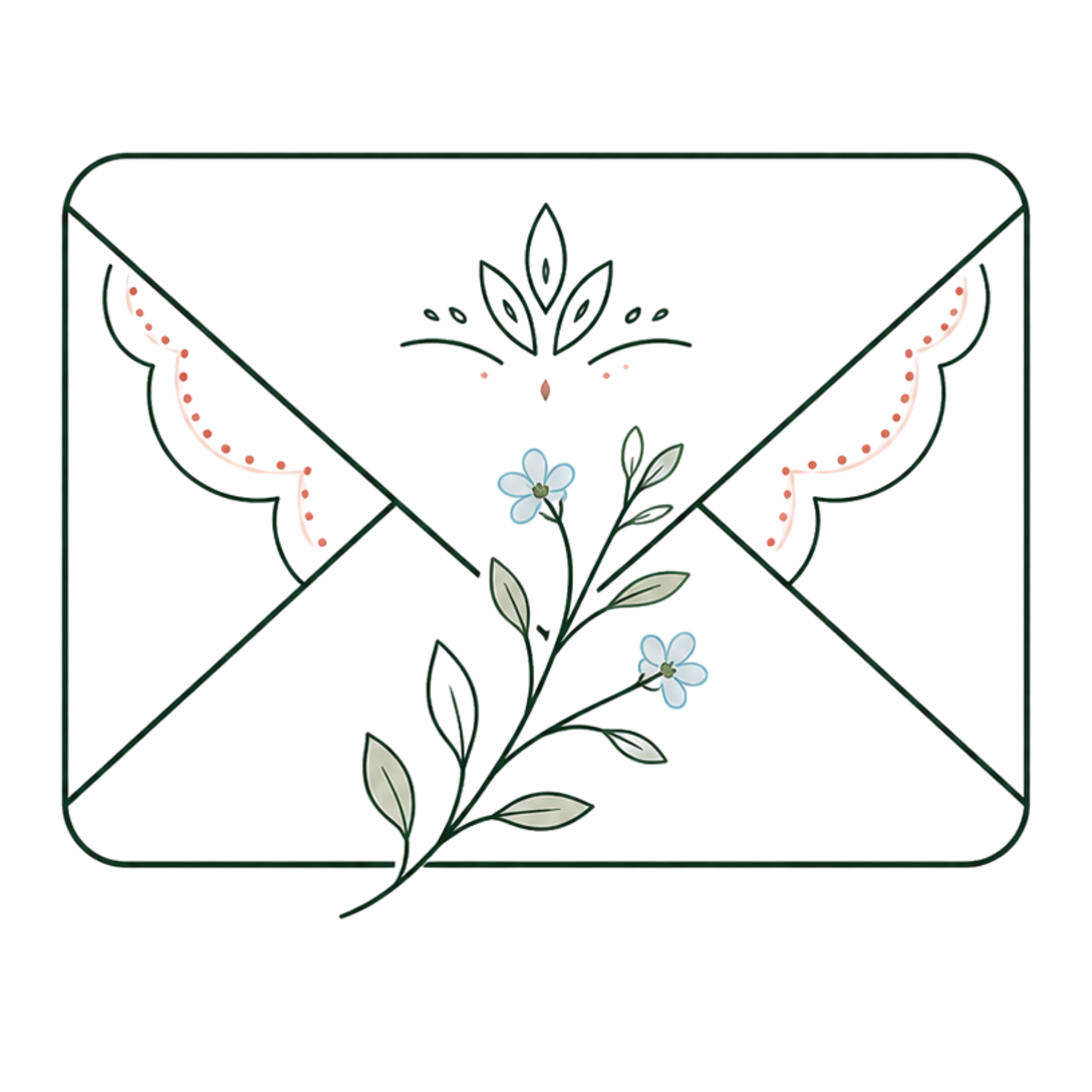 Decorative envelope with floral design on a white background