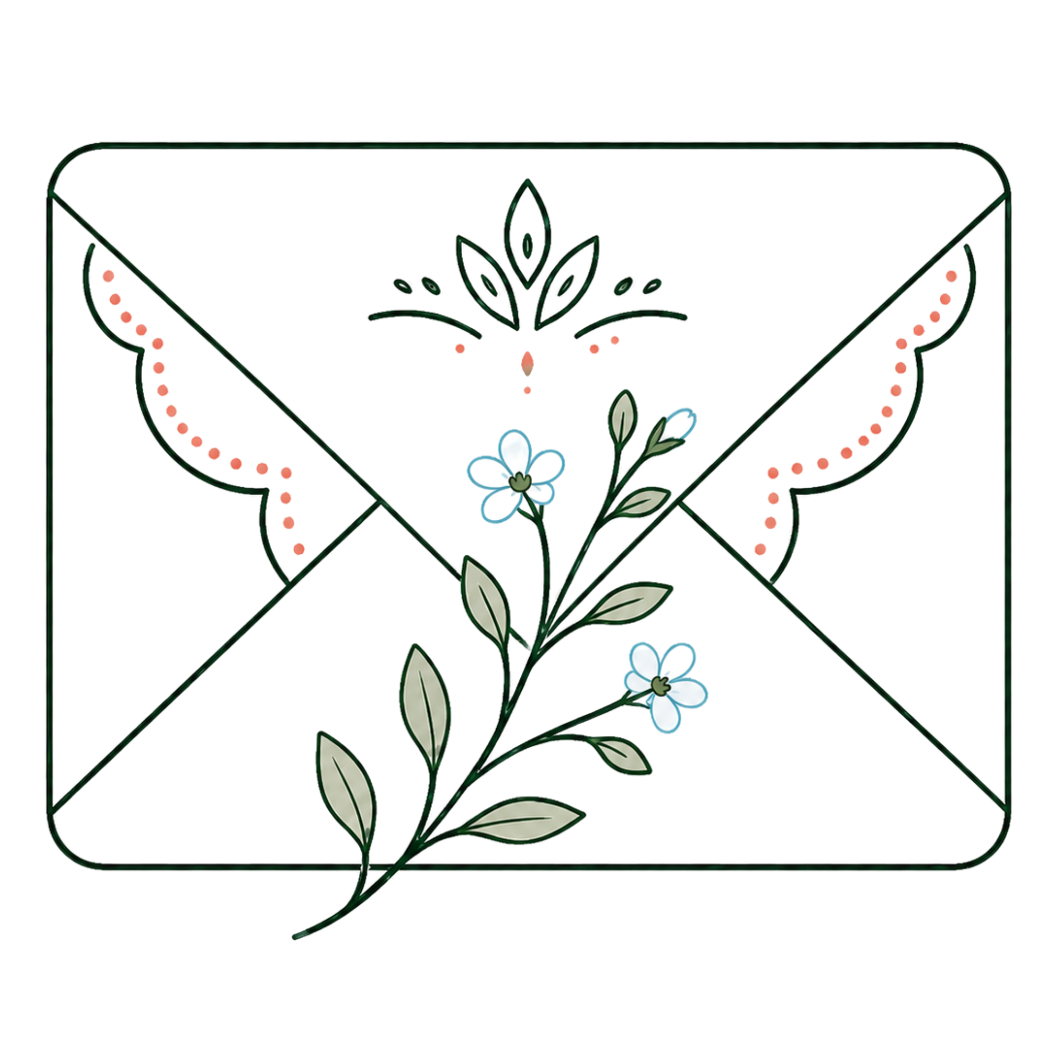Decorative envelope with floral design on a white background